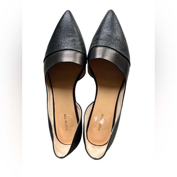 all black Shoes - NWOT All Black Black sequins toe black leather flats size 10